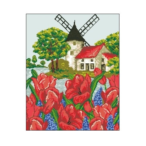 6051 Kanwa do haftu - Pejzaż z tulipanami.jpg