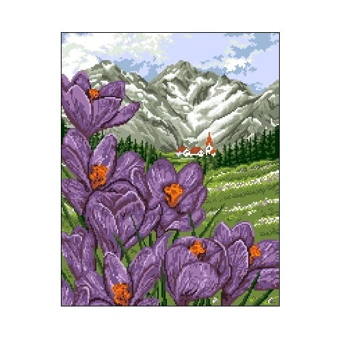 6077 Kanwa do haftu - krokusy w górach.jpg