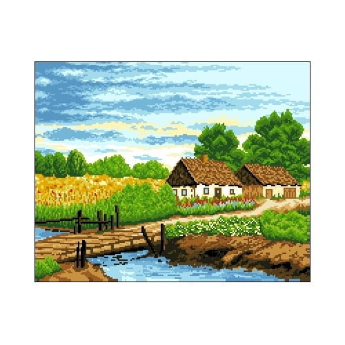 6016 Kanwa do haftu - Chaty za mostkiem.jpg