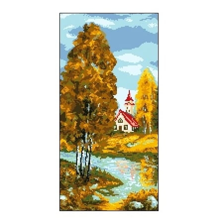 6508 Kanwa do haftu - Jesień nad jeziorem.jpg