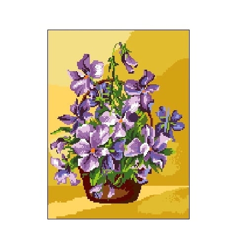 Wzór liczony 3018 Fiołki w koszyku