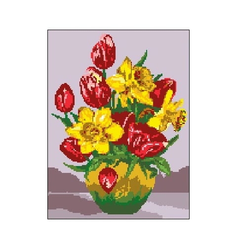 Wzór liczony 3019 Wiosna w wazonie