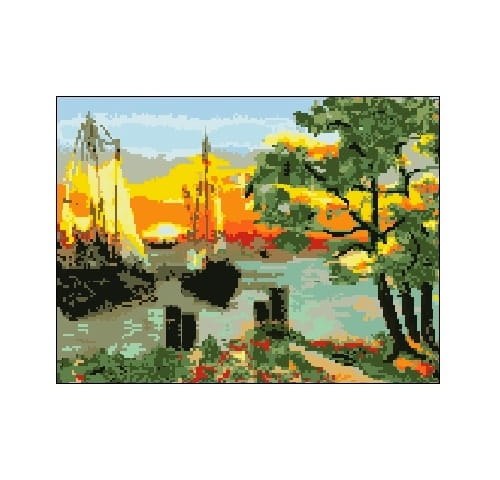 Wzór liczony 3030 Zachód słońca nad jeziorem