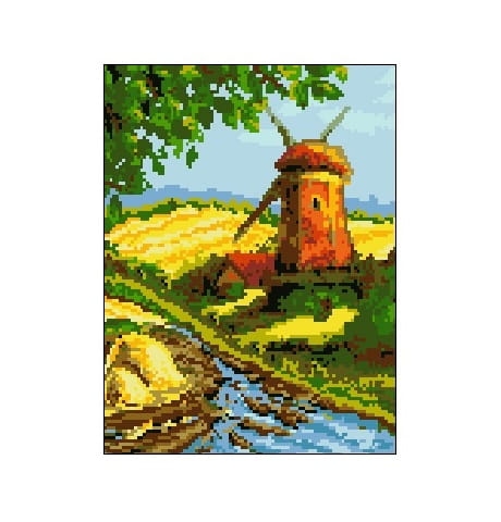 1061 Kanwa do haftu - Młyn za wodą.jpg