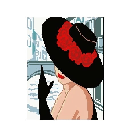 1129 Kanwa do haftu - dama w kapeluszu z czerwonym.jpg