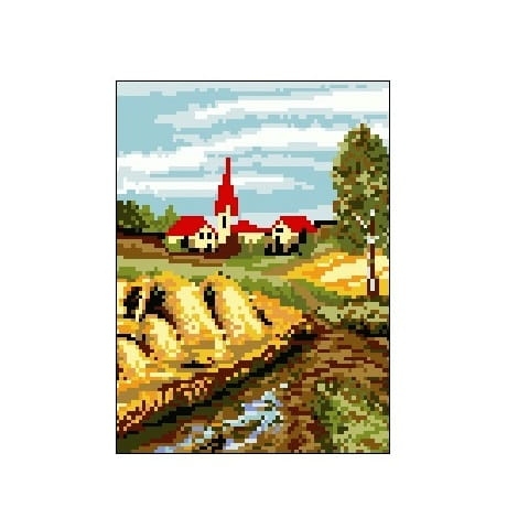 727 Kanwa do haftu - Wiejski pejzaż.jpg