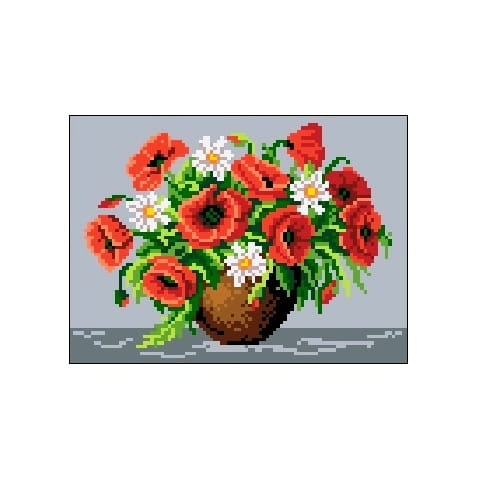Wzór liczony 771 Maki i rumianki w wazonie