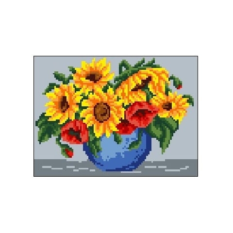 772 Kanwa do haftu - Słoneczniki i maki w wazonie.jpg