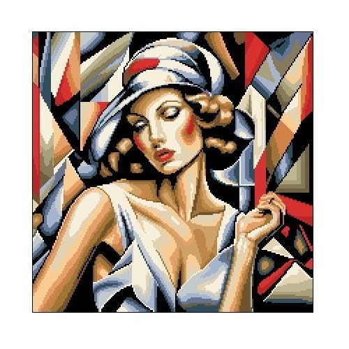 Wzór liczony 6918 Kobieta w kapeluszu 2