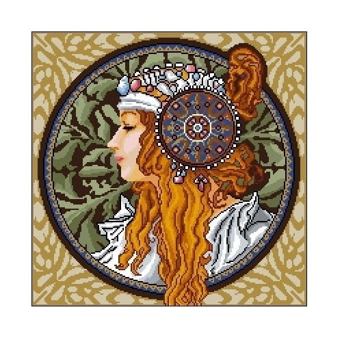 Wzór w PDF 6902 Głowy Bizantyjskie - Blondynka - Alfons Mucha