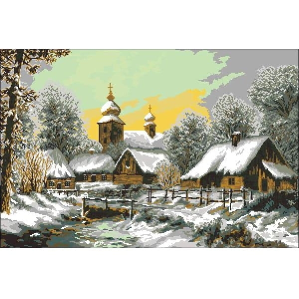 9212 Kanwa do haftu - Leszek Stochla - Wioska zimą.jpg