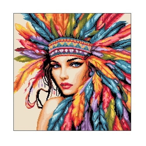 6925 Kanwa do haftu - Kobieta w pióropuszu.jpg