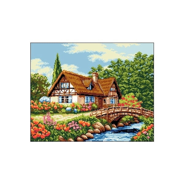 6013 Kanwa do haftu - Domek nad rzeczką.jpg