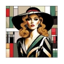 Wzór w PDF 6964 Kobieta w kapeluszu 4