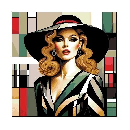 Wzór w PDF 6964 Kobieta w kapeluszu 4