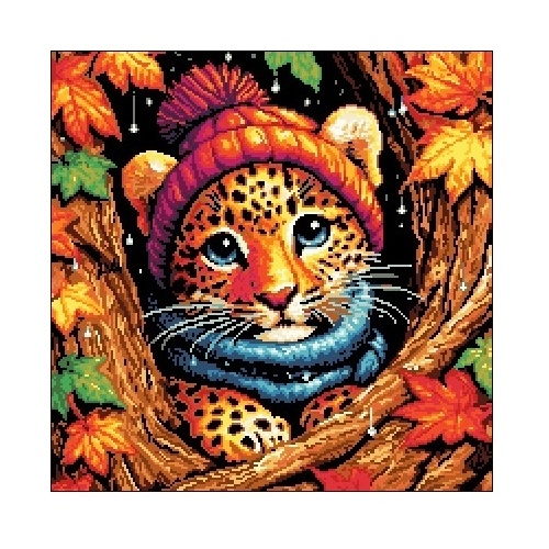 Wzór liczony 6957 Mały lampart w jesiennej szacie